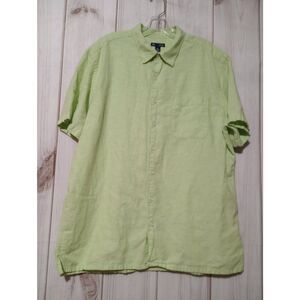 Gap Shirt Men's Extra Large Green Button Front Linen‎ Blend